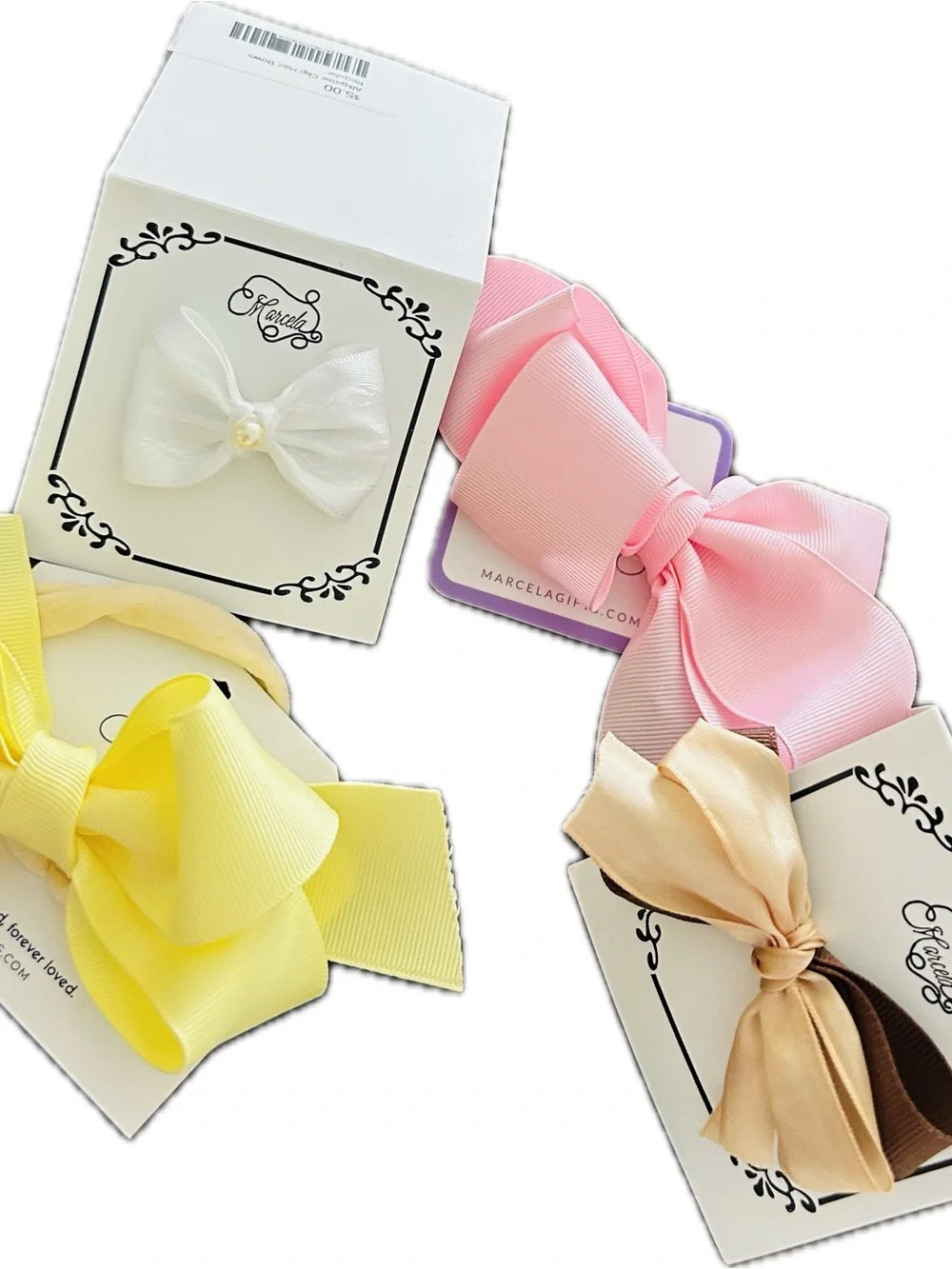 PACK of FIVE Assorted Girls Hair Bows Five Colors Party Dressup Hair Accessories